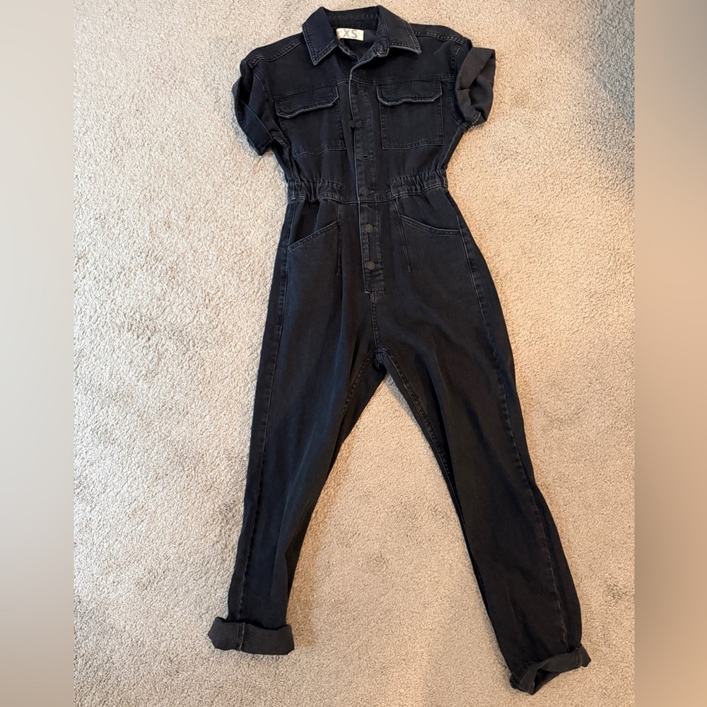 We The Free Black Denim Jumpsuit